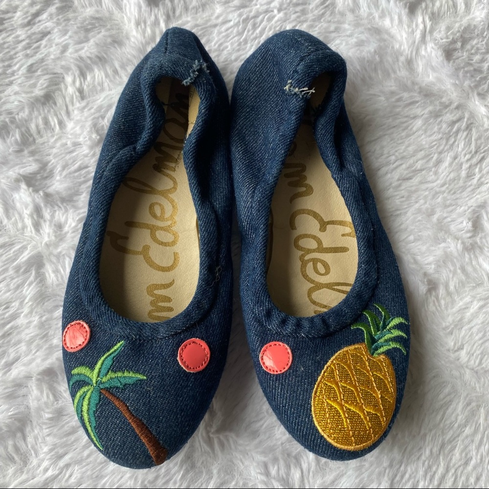 SAM EDELMAN tropical patch denim flats